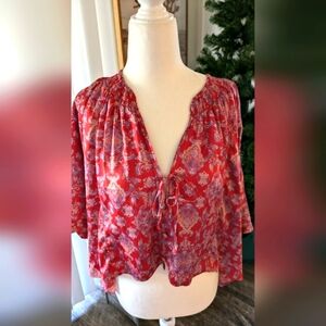 Free People Dolman Sleeve tie front Top Women #VALENTINESDAY Lg